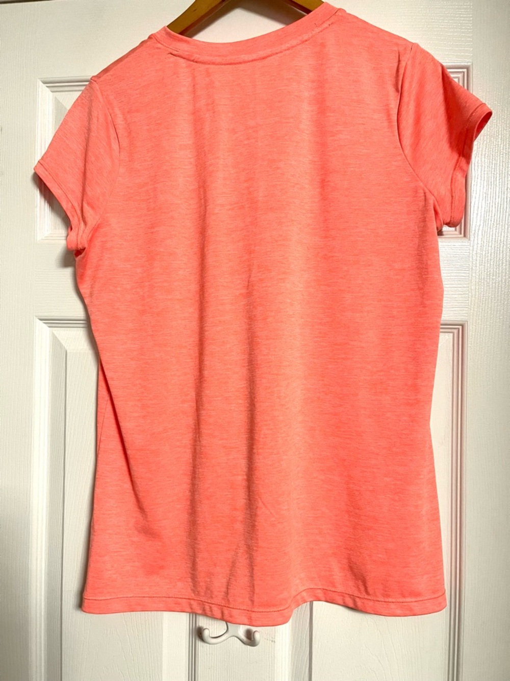 Xersion V-Neck Bright Coral Short Sleeve Performance Tee - Picture 2 of 2